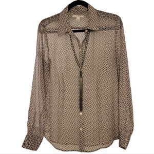 Banana Republic Sheer Button-Up Shirt + Necklace